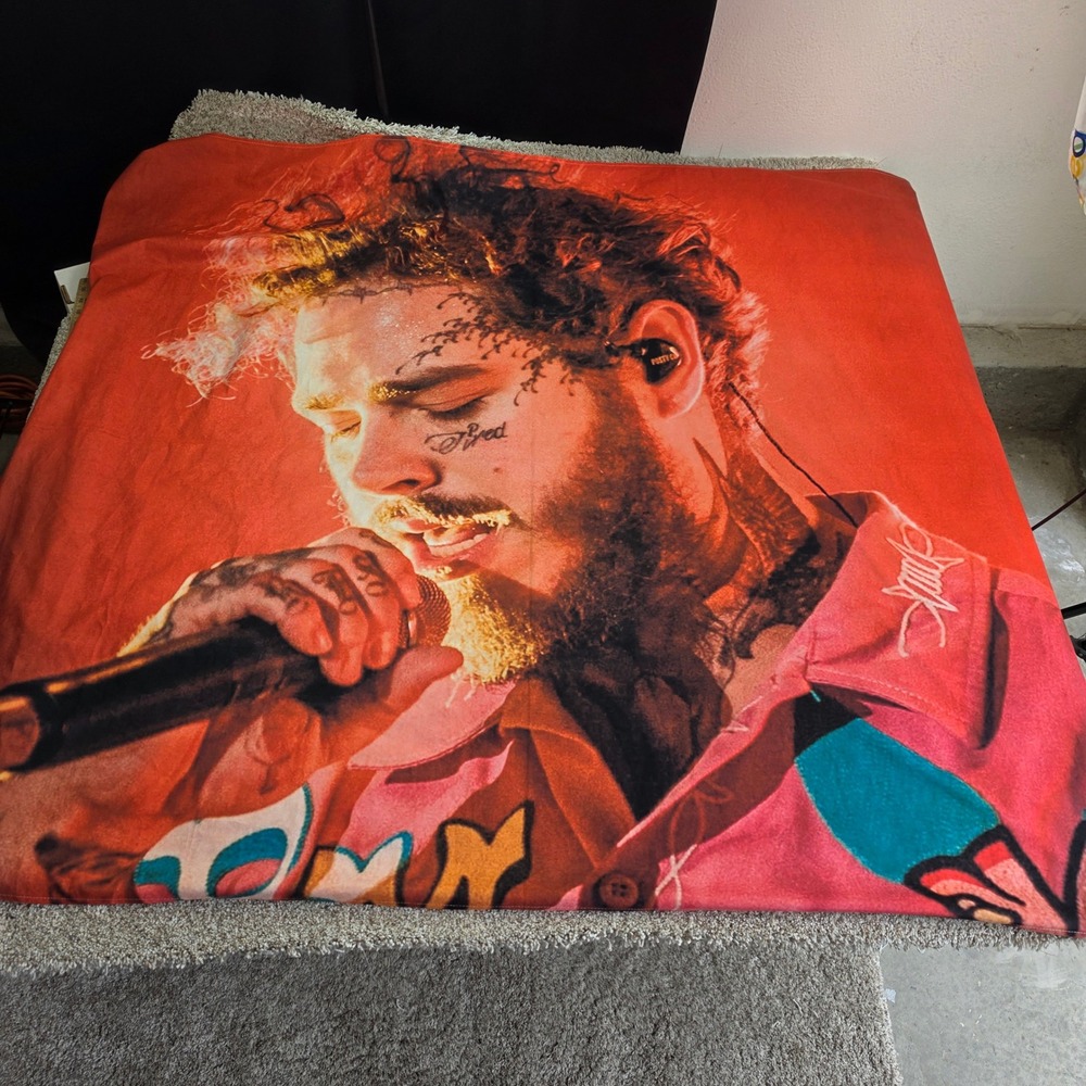 Post Malone Graphic Fleece Tapestry Poster Red Music Fan Merch Big Wall Poster